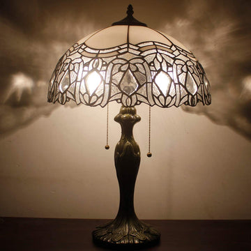 Tiffany Lampshade Replacement Werfactory® W16H7-inch White Crystal Stained Glass Shade